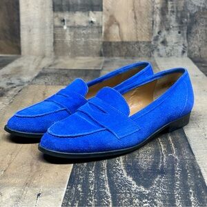 Vintage Etienne Aigner Christine Blue Suede Penny Loafers Shoes